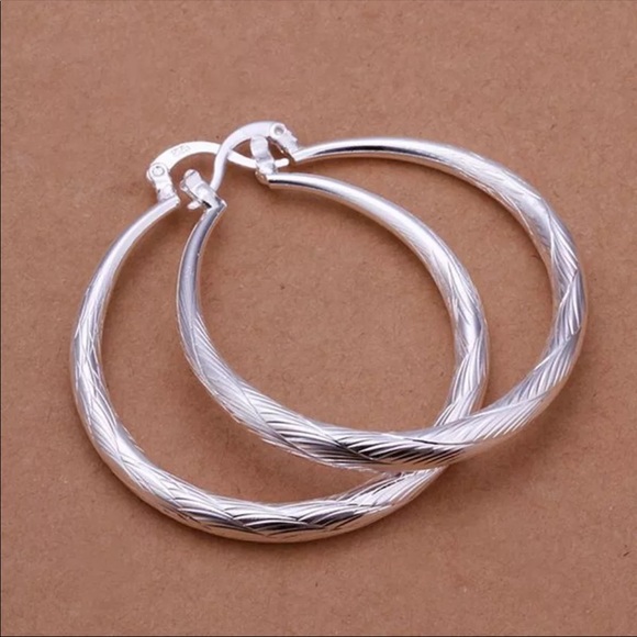 BIBI ♡ BRUSHED HOOP EARRINGS - Picture 4 of 8